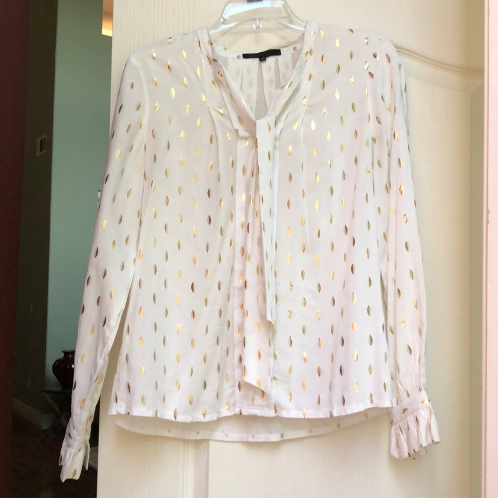 Anthropologie white and gold blouse